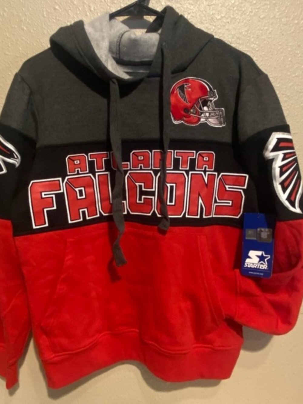 Men's Starter Gray/Black Atlanta Falcons hoodie ~NEW